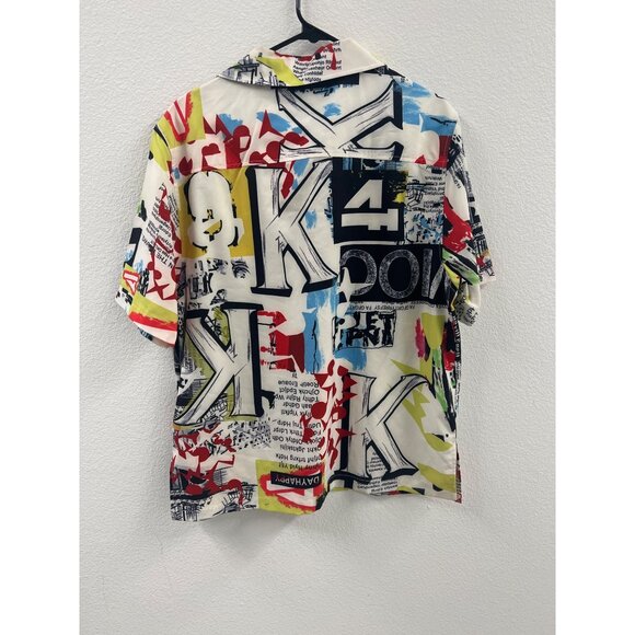 Abstract Graphic Short-Sleeve Button-Up Shirt M By Shein - Picture 5 of 5